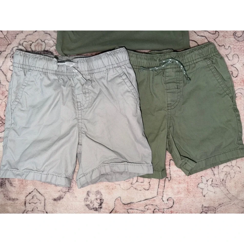Cat & Jack Toddler Boys 3pc Set Olive Green Tee & 2 Pairs Chino Shorts 2T